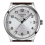 Tissot T-Sport Gent XL Silver Dial Brown Leather Strap Watch for Men - T116.410.16.037.00