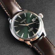 Seiko Presage Cocktail Time Automatic Green Dial Brown Leather Strap Watch for Men - SRPD37J1