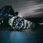 Seiko Prospex Marinemaster Automatic Scuba Divers Blue Dial Silver Steel Strap Watch for Men - SPB187J1