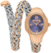 Just Cavalli Twined Blue Dial Two Tone Steel Strap Watch for Women - JC1L305M0065