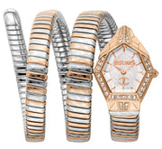 Just Cavalli Mesmerizing White Dial Two Tone Steel Strap Watch for Women - JC1L304M0075