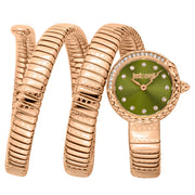 Just Cavalli Enchanting Green Dial Rose Gold Steel Strap Watch for Women - JC1L302M0045