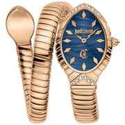 Just Cavalli Specchio Blue Dial Rose Gold Steel Strap Watch for Women - JC1L322M0045