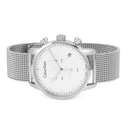 Calvin Klein City Chronograph White Dial Silver Mesh Bracelet Watch for Men - K2G27126