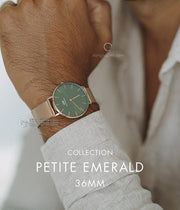Daniel Wellington Petite Emerald Green Dial Gold Mesh Strap Watch For Women - DW00100481