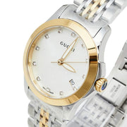 Gucci G Timeless Diamonds Mother of Pearl Dial Two Tone Mesh Bracelet Watch for Women - YA126513