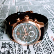 Emporio Armani Chronograph Gray Dial Brown Leather Strap Watch For Men - AR6043