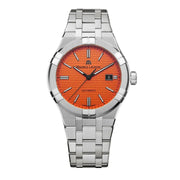 Maurice Lacroix Aikon Limited Edition Automatic Date Orange Dial Silver Steel Strap Watch For Men - AI6008-SS00F-530-1