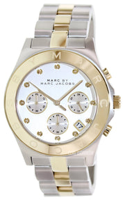 Marc Jacobs Blade Chronograph Silver Dial Two Tone Steel Strap Watch for Women - MBM3177