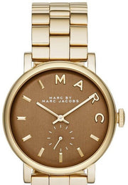 Marc Jacobs Baker Brown Dial Gold Steel Strap Watch for Women - MBM8631