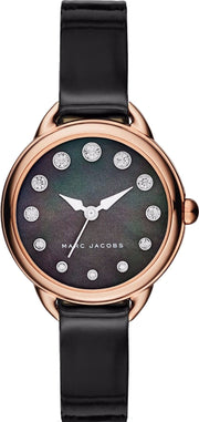 Marc Jacobs Betty Mother of Pearl Black Dial Black Leather Strap Watch for Women - MJ1513
