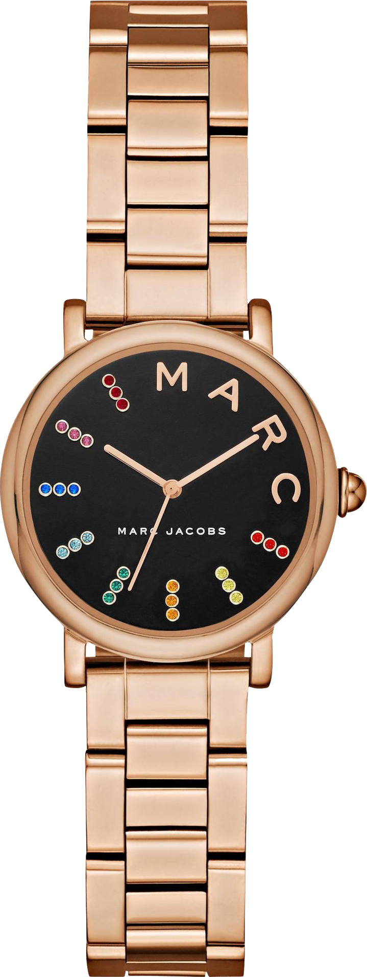 Marc Jacobs Roxy Black Dial Rose Gold Steel Strap Watch for Women - MJ3569