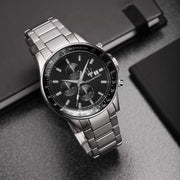 Maserati SFIDA Chronograph Black Dial Silver Steel Strap Watch For Men - R8873640015
