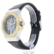 Maserati Potenza Automatic Skeleton Dial Black Leather Strap Watch For Men - R8821108011