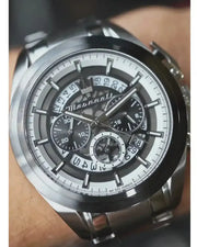 Maserati Traguardo Chronograph Black Dial Silver Steel Strap Watch For Men - R8873612059