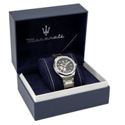 Maserati Stile Skeleton Automatic Black Dial Silver Steel Strap Watch For Men - R8823142002