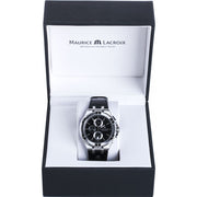 Maurice Lacroix Aikon Chronograph Black Dial Black Leather Strap Watch for Men - AI1018-SS001-330-1