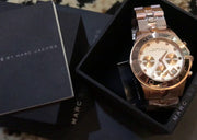 Marc Jacobs Blade Chronograph Rose Gold Dial Rose Gold Steel Strap Watch for Women - MBM3102