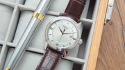 Tissot T Classic Bridgeport Silver Dial Brown Leather Strap Watch For Men - T097.410.16.038.00