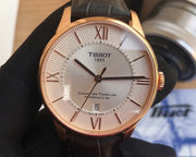 Tissot Chemin Des Tourelles Powermatic 80 Silver Dial Brown Leather Strap Watch For Men - T099.407.36.038.00