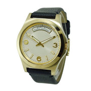 Marc Jacobs Baby Dave Gold Dial Black Leather Strap Watch for Women - MBM1264