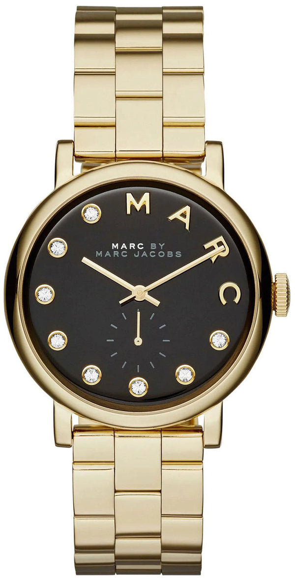 Marc Jacobs Baker Dexter Black Dial Gold Steel Strap Watch for Women - MBM3421