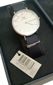 Daniel Wellington Classic Petite Cornwall White Dial Black NATO Strap Watch For Women - DW00100254