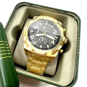 Fossil Bronson Chronograph Black Dial Gold Steel Strap Watch for Men - FS5877