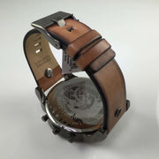 Diesel Mr Daddy 2.0 Chronograph Black Dial Brown Leather Strap Watch For Men - DZ7332