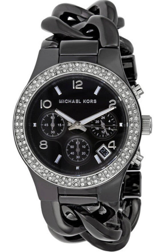 Michael Kors Ceramic Black Dial Black Steel Strap Watch for Women - MK5388