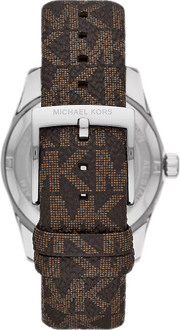 Michael Kors Lexington Silver Dial Brown Leather Strap Watch For Women - MK4745