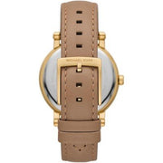 Michael Kors Corey Analog Gold Dial Brown Leather Strap Watch for Women - MK2986
