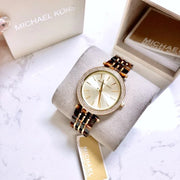 Michael Kors Darci Gold Dial Brown Two Tone Steel Strap Watch for Women - MK4326