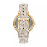Michael Kors Pyper Analog Silver Dial White Leather Strap Watch for Women - MK2946