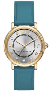Marc Jacobs Roxy Silver Dial Green Leather Strap Watch for Women - MJ1633