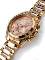 Michael Kors Blair Chronograph Rose Gold Dial Two Tone Steel Strap Watch for Women - MK6316