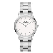 Daniel Wellington Iconic Link White Dial Silver Steel Strap Watch For Women - DW00100205