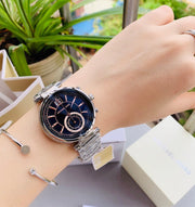 Michael Kors Sawyer Navy Blue Dial Silver Steel Strap Watch for Women - MK6224
