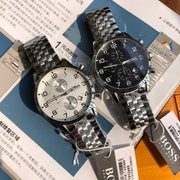 Hugo Boss Aeroliner Chronograph Quartz White Dial Silver Steel Strap Watch For Men - HB1512445