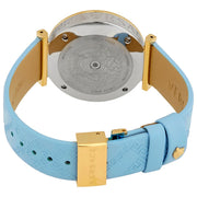 Versace V-Twist Blue Dial Blue Leather Strap Watch for Women - VELS00319