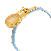 Versace Medusa Lock Icon Quartz White Dial Blue Leather Strap Watch for Women - VEDW00419