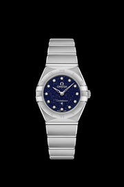 Omega Constellation Manhattan Quartz Diamonds Blue Dial Silver Steel Strap Watch for Women - 131.10.25.60.53.001