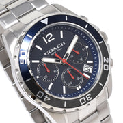 Coach Kent Chronograph Blue Dial Silver Steel Strap Watch for Men - 14602555