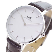 Daniel Wellington Classic Petite York White Dial Black Leather Strap Watch For Women - DW00100188