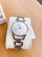 Calvin Klein Dainty Silver Dial Silver Steel Strap Watch for Women - K7L23146