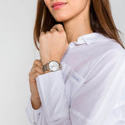 Calvin Klein Dainty Silver Dial Silver Steel Strap Watch for Women - K7L23146