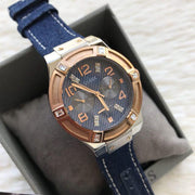 Guess Jet Setter Analog Blue Dial Blue Denim Strap Watch For Women - W0289L1