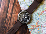 Fossil Nate Chronograph Grey Dial Brown Leather Strap Watch for Men - JR1424