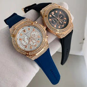 Guess Asteria Multifunction Blue Dial Blue Rubber Strap Watch For Women - GW0620L3