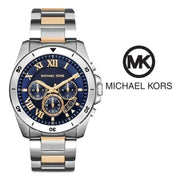 Michael Kors Brecken Chronograph Blue Dial Two Tone Steel Strap Watch For Men - MK8437